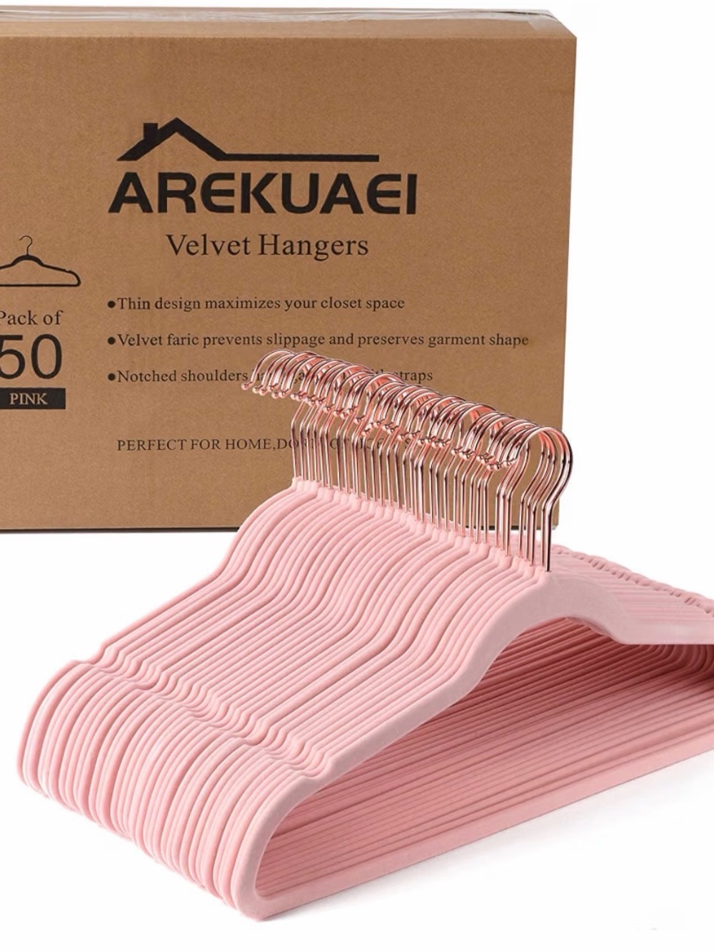 Pink Velvet Non-Slip Closet Hangers - Pack of 50